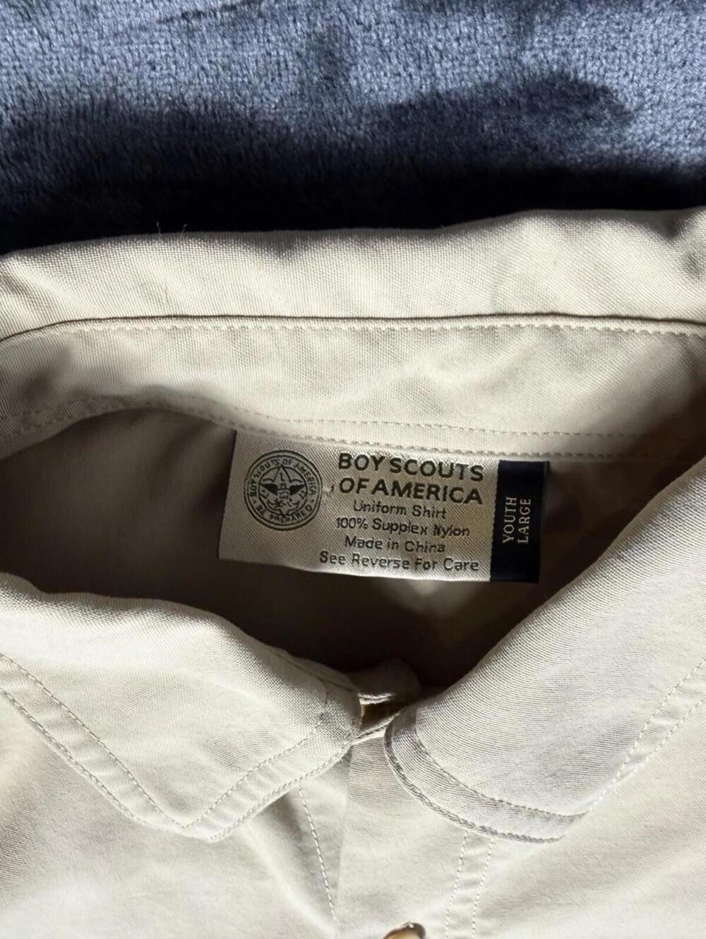 Boy Scouts of America BSA Uniform Shirt Youth Large L Khaki Long Sleeve - Picture 6 of 9